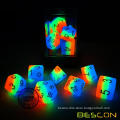 Bescon Glowing Polyhedral Dice 7pcs Set French Kiss And Forest Light, Triple Tone Luminous RPG Dice Glow in Dark,
